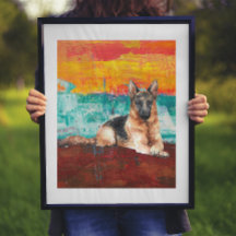 Artistieke Duitse Herders Abstracte Schilderij