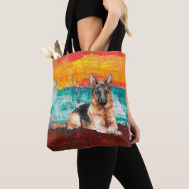 Artistieke Duitse Herders Abstracte Schilderij  Tote Bag