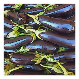 Artistieke eierplanten Zwarte Schets Perfect Poster