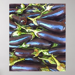 Artistieke eierplanten Zwarte Schets Poster