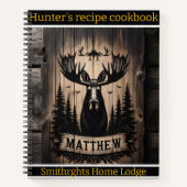 Artistieke eland snijden op rustieke houten achter notitieboek (Voorkant)