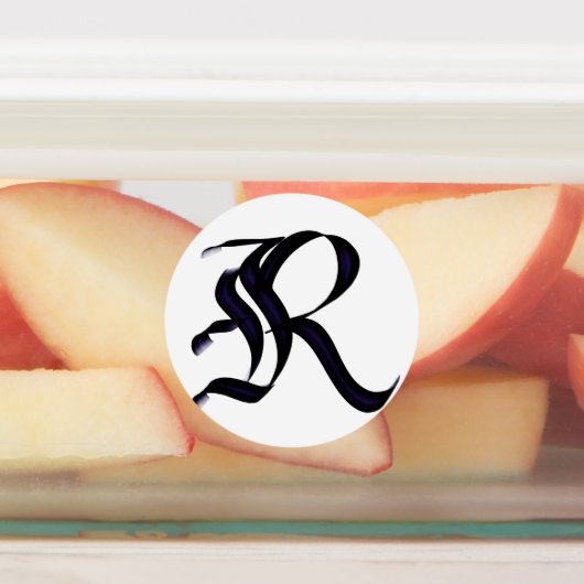 Artistieke Elegant Monogram Calligrafie Letter "R. Labels (Aangebracht)