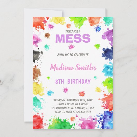 Artistieke en kleurrijke feestuitnodiging kaart (Voorkant)