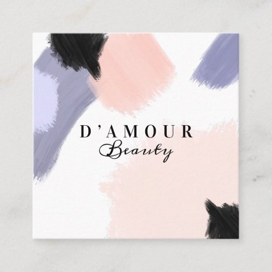 Artistieke en moderne Abstracte verfpenseelstreek Vierkante Visitekaartje (Voorkant)