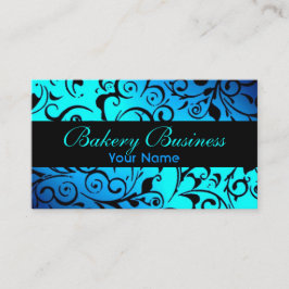 Artistieke fade blauwe damast bakkerij kaarten visitekaartje