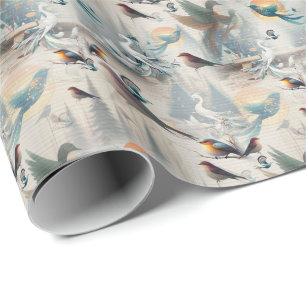 Artistieke Fantasie, Kleurrijke Vogeltekeningen Cadeaupapier