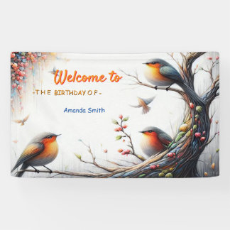 Artistieke Fantasie, Kleurrijke Vogeltekeningen Spandoek