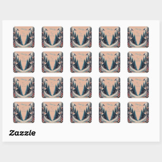 Artistieke Fantasie, Kleurrijke Vogeltekeningen Vierkante Sticker