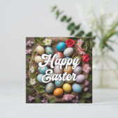 Artistieke Feestelijke Paasei Collage Kaart (Staand voorkant)