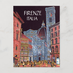 Artistieke Firenze Italia Street Scene with Duomo Briefkaart
