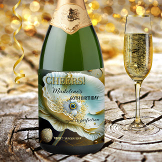 Artistieke Floral Cheers Birthday Wijn Etiket