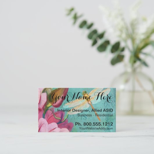 Artistieke florale interieurontwerper visitekaartj visitekaartje (Staand voorkant)