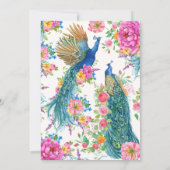 Artistieke Flower pauw vogel bruiloft Uitnodiging (Achterkant)