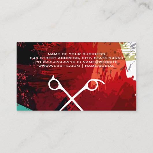 Artistieke geborstelde lijnen | Schaar Visitekaartje (Achterkant)