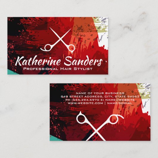 Artistieke geborstelde lijnen | Schaar Visitekaartje (Voorkant / Achterkant)