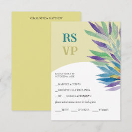 Artistieke Geel Paarse Boho Bloemige Waterverf RSVP Kaartje