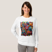 Artistieke gehaakte bloemen t-shirt (Voorkant volledig)