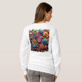 Artistieke gehaakte bloemen t-shirt (Achterkant volledig)