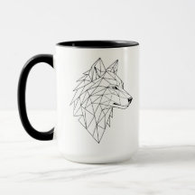 Artistieke Geometrische Wolfskop Keramische Koffie
