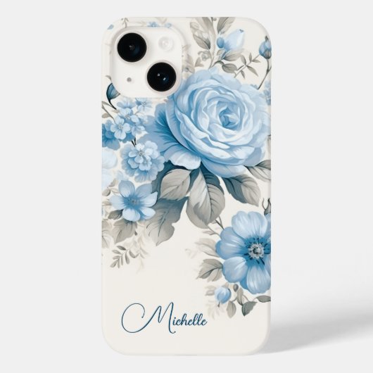 Artistieke gepersonaliseerde lichte pastelblauwe R Case-Mate iPhone Case (Achterkant)