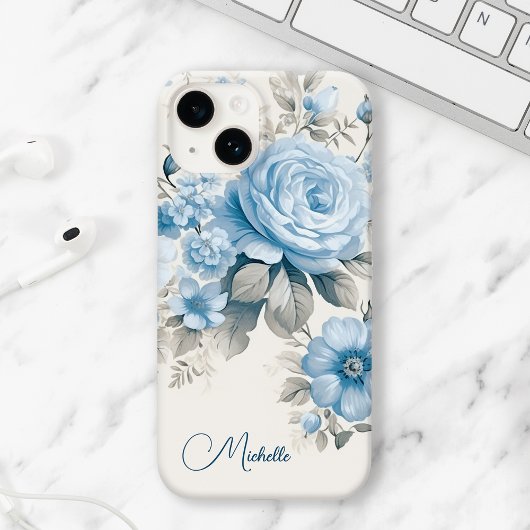 Artistieke gepersonaliseerde lichte pastelblauwe R Case-Mate iPhone Case