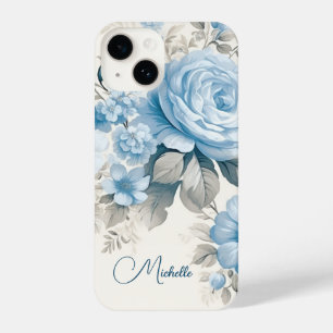 Artistieke gepersonaliseerde lichte pastelblauwe R iPhone 14 Hoesje