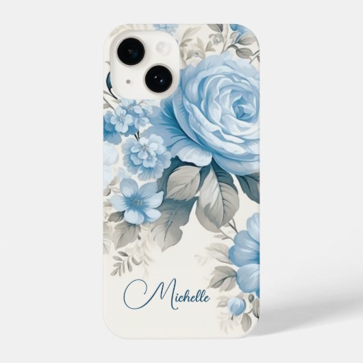 Artistieke gepersonaliseerde lichte pastelblauwe R iPhone Hoesje (Achterkant)