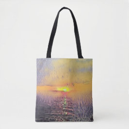  artistieke geschilde zeebaarszonsopgang tote bag
