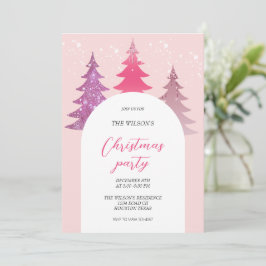 Artistieke Glitter Pink Christmas Kaart