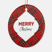Artistieke Glitter Vrolijk Kerstrood Plaid Keramisch Ornament (Links)