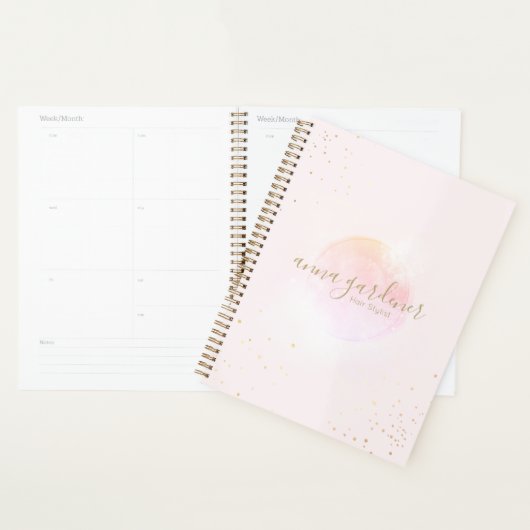 Artistieke Gold Pink Waterverf Beauty Salon Script Planner (Display)