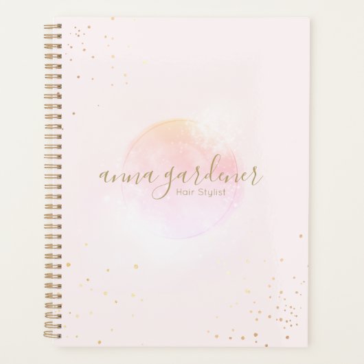 Artistieke Gold Pink Waterverf Beauty Salon Script Planner (Voorkant)