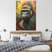 Artistieke Gorilla Portret Levendige olieverfschil Canvas Afdruk (Insitu (Slaapkamer))
