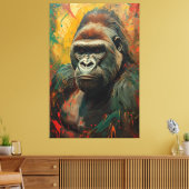 Artistieke Gorilla Portret Levendige olieverfschil Canvas Afdruk (Insitu (Woonkamer))