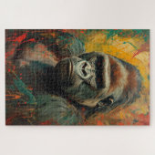Artistieke Gorilla Portret Levendige olieverfschil Legpuzzel (Horizontaal)