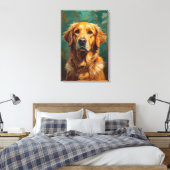 Artistieke Gouden Hond Portret Levendige Olieverf  Canvas Afdruk (Insitu (Slaapkamer))