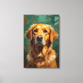 Artistieke Gouden Hond Portret Levendige Olieverf  Canvas Afdruk (Voorkant)