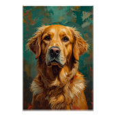 Artistieke Gouden Hond Portret Levendige Olieverf  Perfect Poster (Voorkant)