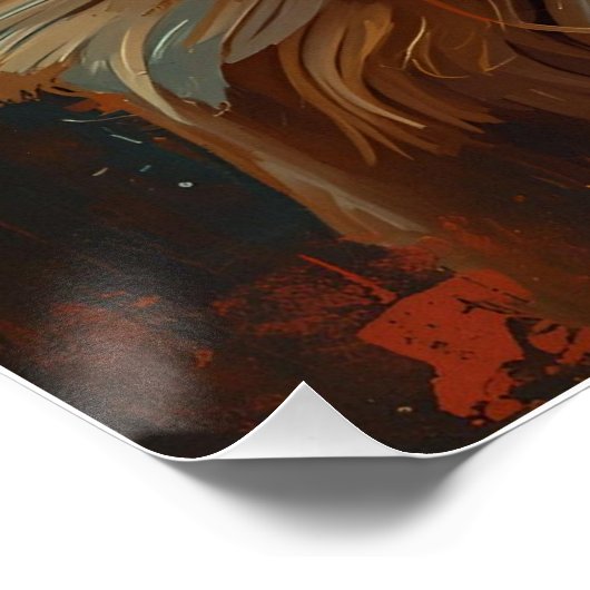 Artistieke Gouden Hond Portret Levendige Olieverf  Perfect Poster (Hoek)