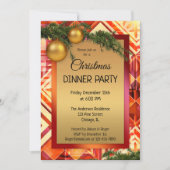 Artistieke Gouden Kerstmis Diner Party Uitnodiging (Voorkant)