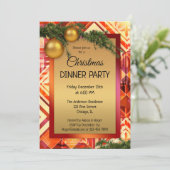 Artistieke Gouden Kerstmis Diner Party Uitnodiging (Staand voorkant)