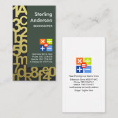 Artistieke gouden nummers boekhouding visitekaartje (Voorkant / Achterkant)