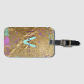 Artistieke goudmetalen Folie Glitter Paint Splatte Bagagelabel (Voorkant (horizontaal))