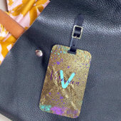 Artistieke goudmetalen Folie Glitter Paint Splatte Bagagelabel