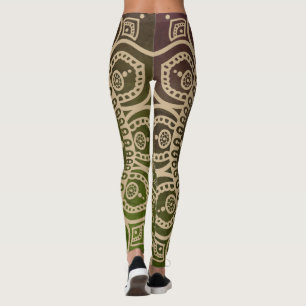 Artistieke gradiënt dusty green Mandala Yoga werko Leggings
