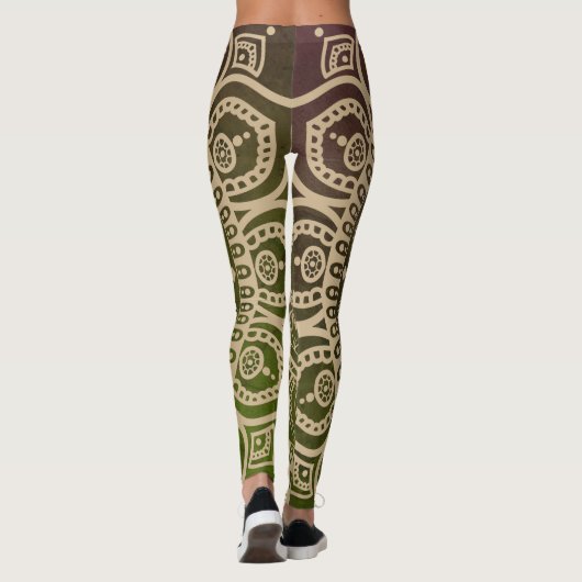Artistieke gradiënt dusty green Mandala Yoga werko Leggings (Achterkant)