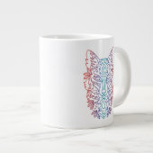 Artistieke gradiënt kleur wolf gezicht grote koffiekop (Voorkant rechts)