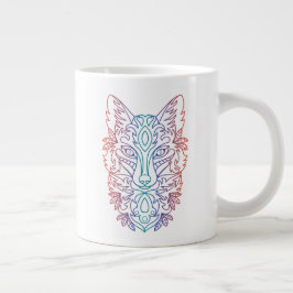 Artistieke gradiënt kleur wolf gezicht grote koffiekop