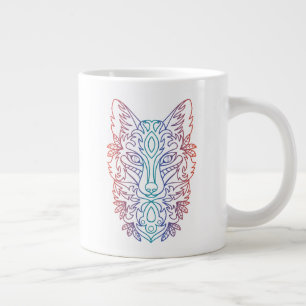 Artistieke gradiënt kleur wolf gezicht grote koffiekop