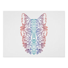 Artistieke gradiënt kleur wolf gezicht